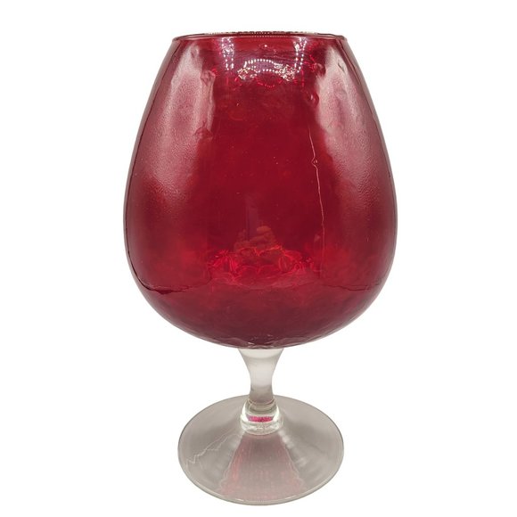 Red Optic Empoli Brandy Snifter Oversized 10" Stemware Barware Italy - Picture 2 of 7